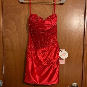 Elegant Red Sequin Prom Dress